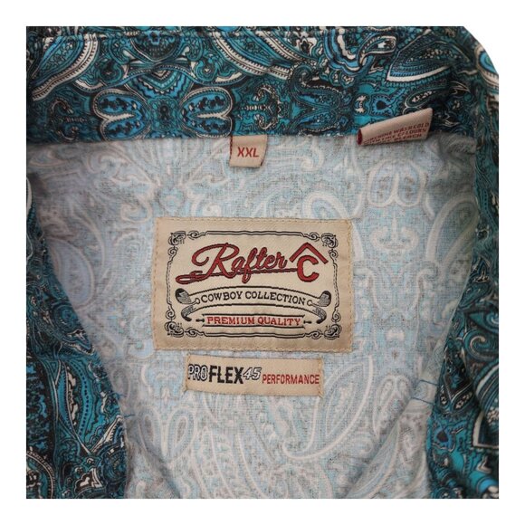 Rafter C Mens XXL Snap Paisley Long Sleeve Shirt Cowboy Pro Flex 45 Performance - Picture 6 of 9